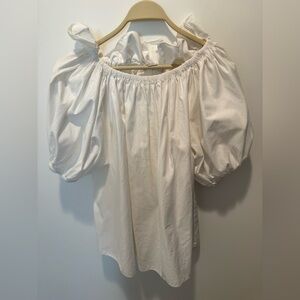 Stella McCartney white cotton Off-Shoulder Puff Sleeve Top